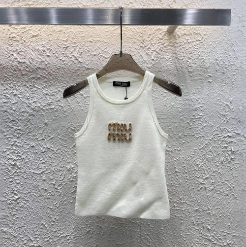 MIUE GOLDEN LETTERS TANK TOP
