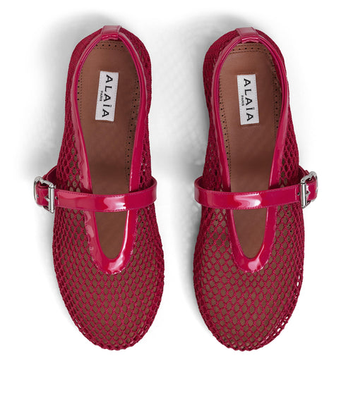 ALAÏ FRAMBOISE FISHNET BALLET FLATS