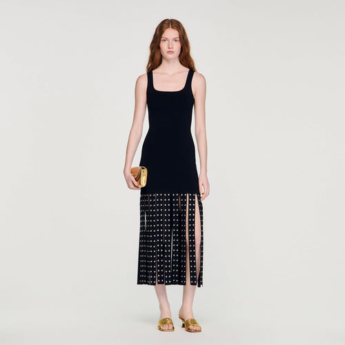 SANDRA LONG KNITTED DRESS WITH FRINGES