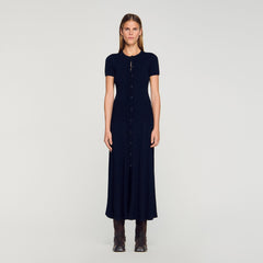 SANDRA LONG KNITTED MARINE DRESS