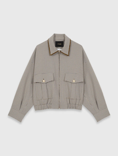 MAJE CHECKERED BOMBER