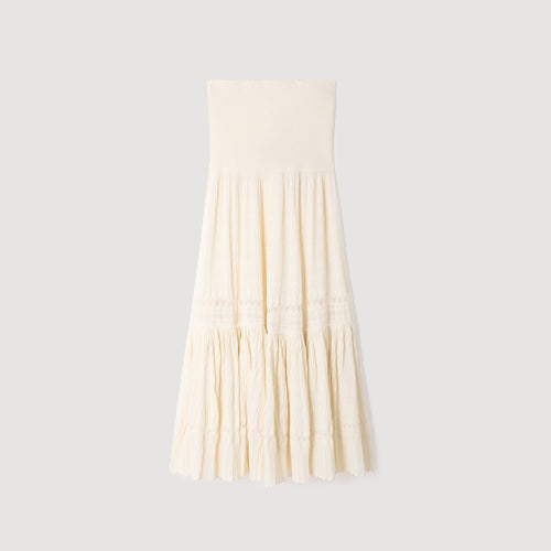 SANDRA LONG KNIT SKIRT WHITE
