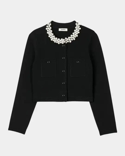 SANDRA BEADED COLLAR CARDIGAN
