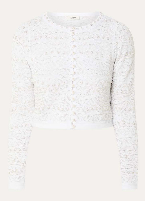 SANDRA FLORAL EMBELLISHED KNIT CARDIGAN