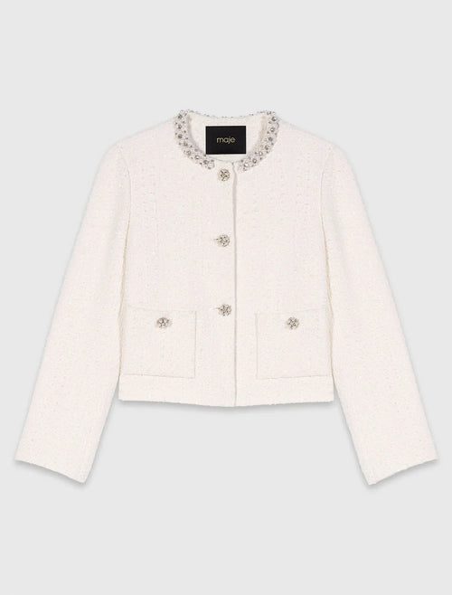 MAJE TWEED PEARL JACKET