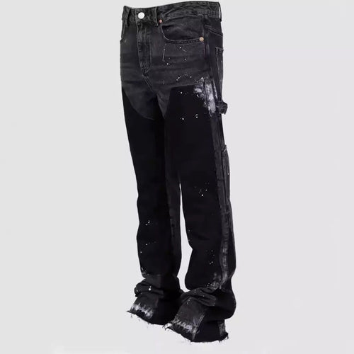 "Black Patch Flared Denim"