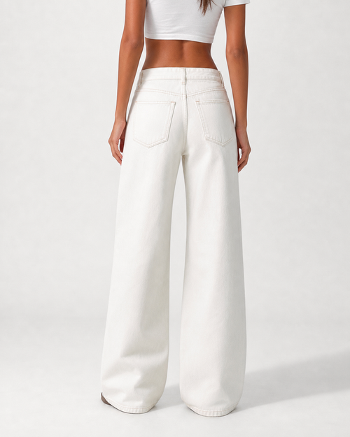 Low Waist Jeans Wide Leg - Off White