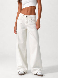 Low Waist Jeans Wide Leg - Off White