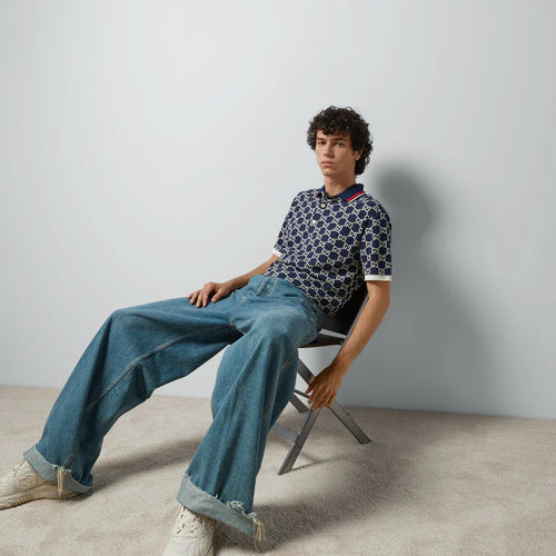 "GG" Polo aus Baumwolle mit Jacquard