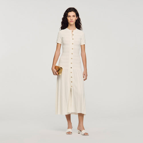 SANDRA LONG KNITTED WHITE DRESS