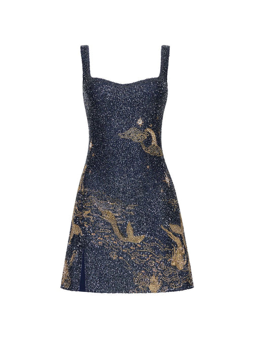 NAVY GOLD DRESS