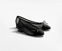 BLACK MESH BALLERINA FLATS