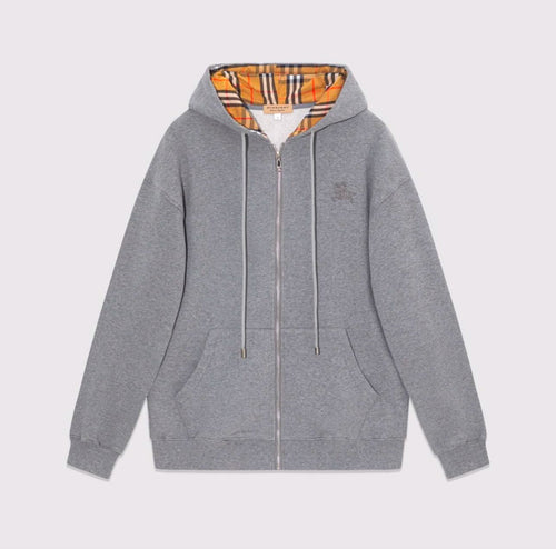 checkered zip-up grey