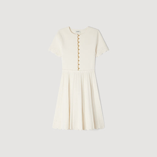 SANDRA SHORT POINTELLE KNIT DRESS
