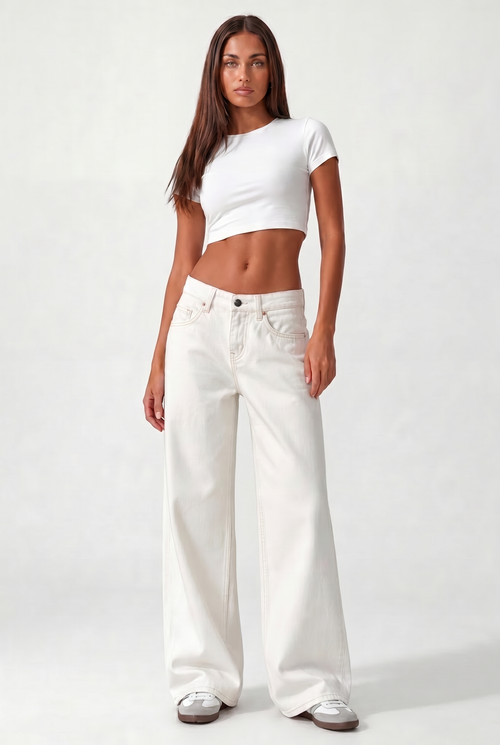 Low Waist Jeans Wide Leg - Off White